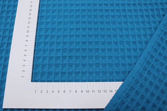 Вафельное премиум-полотно "Бохо" цв.темная бирюза, ш.1.75м, хлопок-100%, 230гр/м.кв