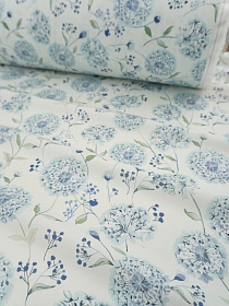 Сатин (Digital) "Голубые одуванчики" цв.белый, ш.2.35м, хлопок-100%, 115гр/м.кв
