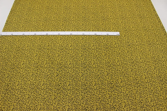 Вискоза с хлопком "Барбариски" цв.черный на золотисто-оливковом, СОРТ2, ш.1.42м, хл-70%, вискоза-30%