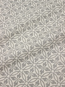 Полулен "Серый цветочный орнамент" (на суровом), ш.1.5м, лен-30%, хлопок-70%, 140гр/м.кв