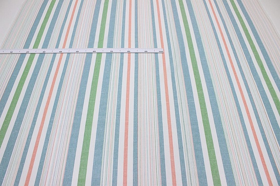 Полулен пестротканый "Полоски" цв.морская волна/зеленый, ш.1.8м, лен-30%, хлопок-70%, 125гр/м.кв