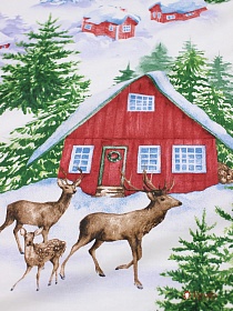 Сатин "Скандинавская деревня", ш.2.2м, хлопок-100%, 110гр/м.кв.