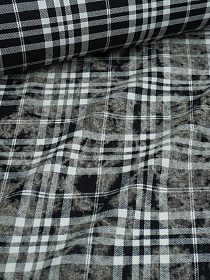 Фуле с вареным эффектом "Клетка" цв.черный/белый, ш.1.45м, хлопок-100%, 180гр/м.кв