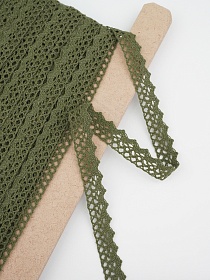 Кружево цв.темный хаки, ш.16мм, хлопок-90%, п/э-10%, рис.078/32