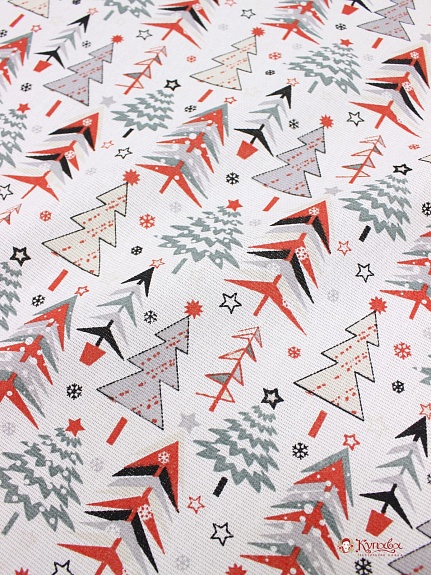 Рогожка "Скандинавские елочки" цв.красный, СОРТ2, ш.1.5м, хлопок-100%, 170гр/м.кв