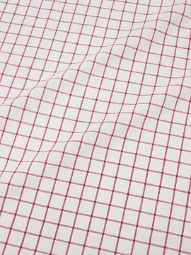 Вареный (стираный) хлопок "Красная клетка (1.7*1.7см) на белом", ш.2.5м, хл-100%, 115гр/м.кв