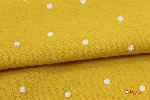 Теплый хлопок "Россыпь гороха на горчичном", ш.1.5м, хлопок-100%, 160гр/м.кв