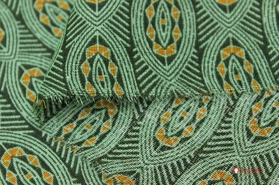 Ситец "Зеленый плетеный орнамент", ш.0.8м, хлопок-100%, 90гр/м.кв