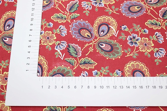 Поплин "Павушка" цв.красный, СОРТ2, ш.1.5м, хлопок-100%, 110гр/м.кв