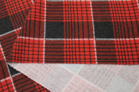 Мерный лоскут Фланель "Красно-черная клетка", ш.1.5м, хлопок-100%, 175гр/м.кв