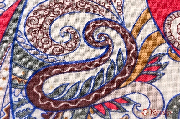 Ситец "Старинные узоры на винтажно-красном", ш.0.8м, хлопок-100%, 86гр/м.кв