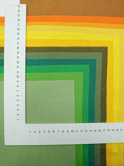 Набор тканей для рукоделия "Бязь однотонная: жёлто-зелёная гамма", 45*30 см, 12 шт