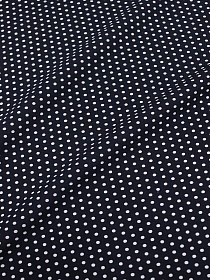 Штапель "Белый горох (3мм)" цв.черный с синим оттенком, ш.1.43м, вискоза-100%, 90гр/м.кв