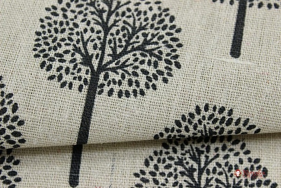 Полулен "Темно-серые деревья" (на суровом), ш.1.52м, лен-40%, хлопок-40%, п/э-20, 170гр/м.кв