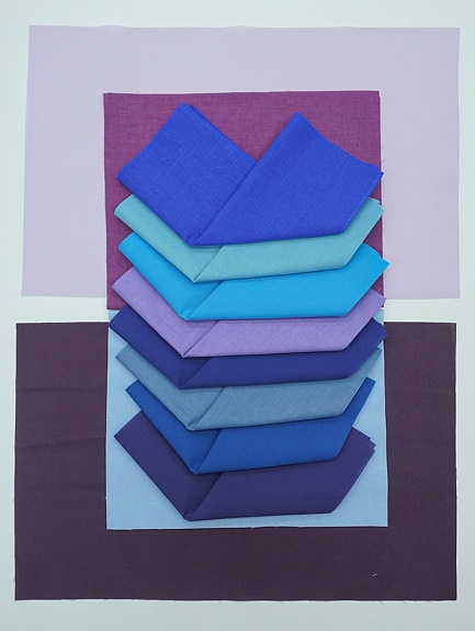 Набор тканей для рукоделия "Бязь однотонная: сине-фиолетовая гамма", 45*30 см, 12 шт