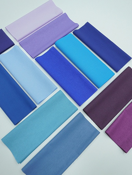 Набор тканей для рукоделия "Бязь однотонная: сине-фиолетовая гамма", 45*30 см, 12 шт
