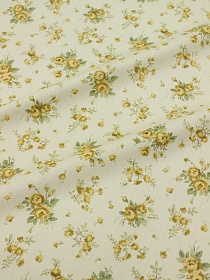 Импорт. хлопок "Горчичные букетики роз" цв.горчичный/бежево-оливковый, ш.1.45м, хлопок-100%