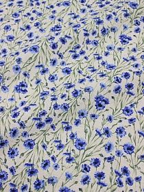 Полулен "Душистые васильки" (на т.суровом), ш.1.5м, лен-30%, хлопок-70%, 140гр/м.кв