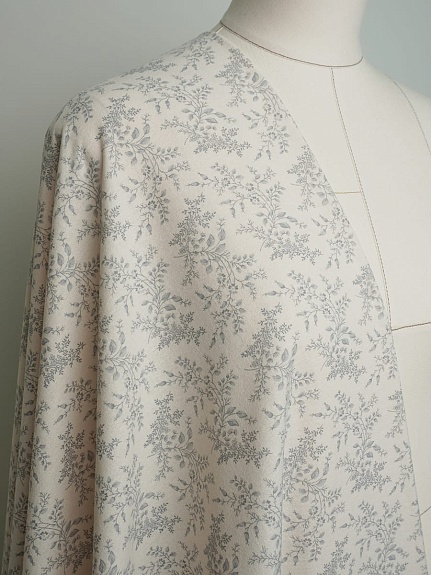 Мерный лоскут (ткань в отрезах) - Теплый хлопок "Осенние травы" цв.кремовый, ш.1.5м, хлопок-100%