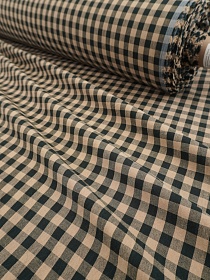 Вареный (стираный) хлопок "Клетка (1.0*1.0см)" цв.черный/бежевый, ш.2.5м, хл-100%, 110гр/м.кв