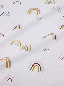 Муслин двухслойный с эф.жатости "Нежная радуга" цв.белый, ш.1.38м, хлопок-100%, 120гр/м.кв