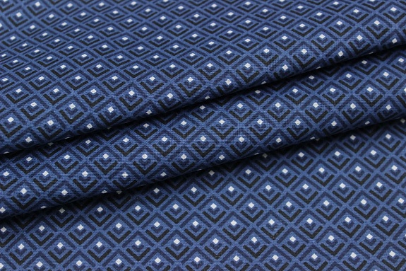Бязь "Геометрия - уголки" цв.джинсовый, ш.1.5м, хлопок-100%, 120гр/м.кв
