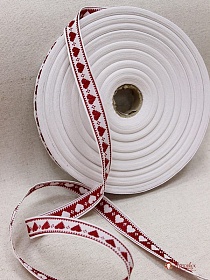 Жак.лента 18мм Бордовые сердечки на белом