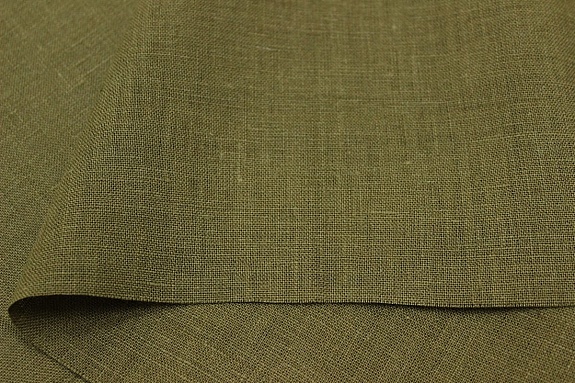 Лен костюмный с эффектом мятости цв.Зеленый хаки, ш.1.45м, лен-100%, 190гр/м.кв