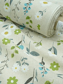 Полулен "Цветущее поле" (на суровом), СОРТ2, ш.1.5м, лен-30%, хлопок-70%, 130гр/м.кв