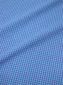 Мерный лоскут Пестрядь "Средняя клетка на пыльном лазурно-голубом", ВИД2, ш.1.46м, хлопок-95%, п/э-5%, 140гр/м.кв