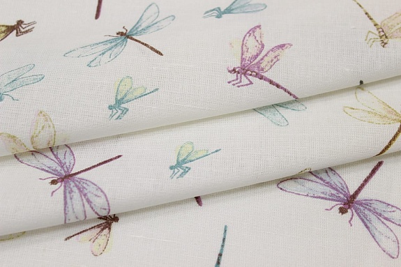 Полулен "Волшебные стрекозы", ш.2.2м, лен-30%, хлопок-70%, 140гр/м.кв