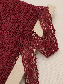 Кружево цв.бордовый, ш.40мм, хлопок-90%, п/э-10%, рис.192/17