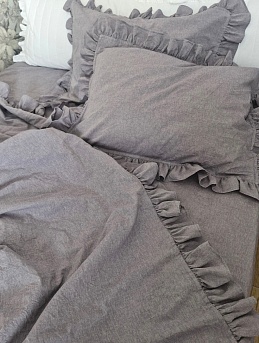 Постельное белье из вареного хлопка в пепельно-сером цвете