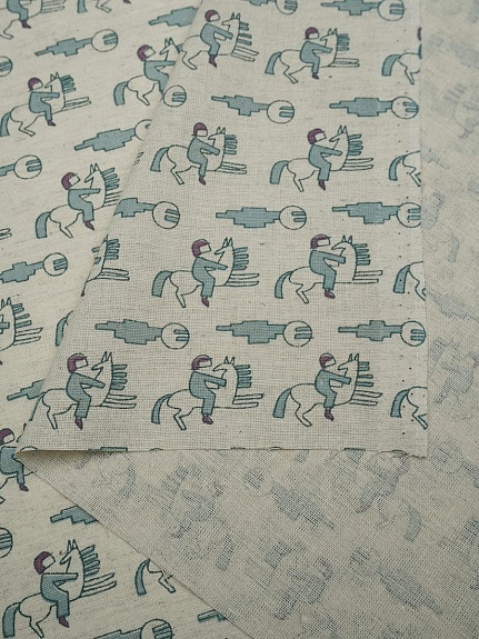 Полулен "Всадники" (на суровом),  ш.1.5м, лен-30%, хлопок-70%, 147гр/м.кв