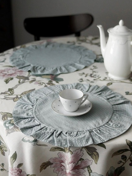 Салфетки из пестряди "Средняя клетка на мятной дымке"