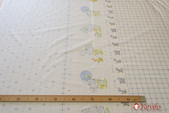 Бязь "Зайчик с лейкой" хлопок-100%  1.5 м 