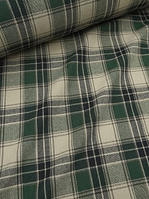 Мерный лоскут Фуле "Клетка" цв.зеленый/бежевый/черный, ш.1.45м, хлопок-95%, п/э-5%, 150гр/м.кв