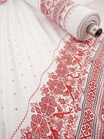 Мерный лоскут(ткань в отрезах) Рогожка "Вышивка - птицы", ш.1.5м, хлопок-100%, 165гр/м.кв