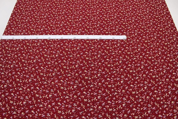 Штапель Премиум "Цветочная грация" цв.вишневый, ш.1.45м, вискоза-100%, 120гр/м.кв