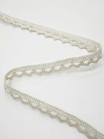 Кружево цв.суровый светлый, ш.10мм, хлопок-100%, 10м, рис.075/2