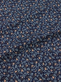 Теплый хлопок "Веточки - цветочки на чернильно-синем", ш.1.45м, хлопок-100%, 150гр/м.кв