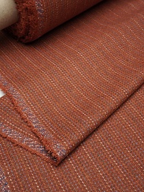 Шерсть пальтово-костюмная Твид "Полоска-пунктир" цв.кирпичный, ш.1.5м, шерсть-30%, п/э-70%
