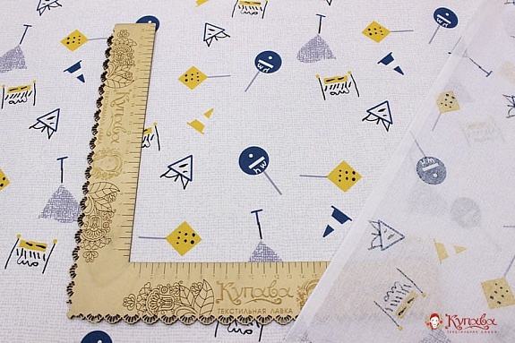 Поплин "Стройка-знаки", (комп), ш.2.2м, хлопок 100%, 105гр/м.кв