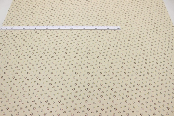 Мерный лоскут(ткань в отрезах ) - Теплый хлопок "Милые букетики" цв.палевый, ш.1.5м, хлопок-100%