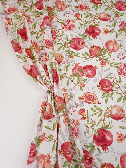 Рогожка "Сочный гранат" цв.белый, ш.1.5м, хлопок-100%, 150гр/м.кв