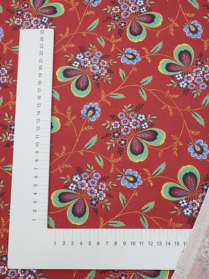 Перкаль "Марьюшка" цв.красный, ГОСТ, ш.1.5м, хлопок-100%, 125гр/м.кв