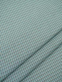 Пестрядь "Средняя двухцветная клетка на св.морской волне", СОРТ2, ш.1.45м, хлопок-100%, 130гр/м.кв
