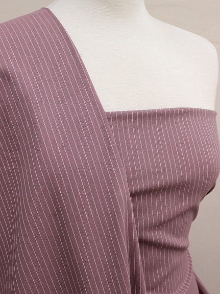 Пестрядь "Средняя полоска на бруснично-лиловом", ш.1,4м, хлопок-95%, п/э-5%, 140гр/м.кв