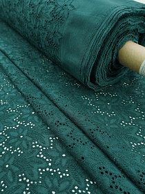 Шитье "Роскошь" цв.темно-можжевеловый, ш.1.5м (вышит.часть1.35м), батист, хлопок-100%, 80гр/м.кв