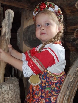 Детский сарафанчик в народном стиле из бязи  "Русская мозаика"